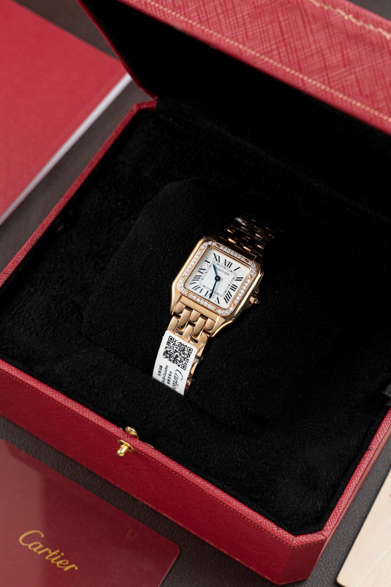 Cartier Panthere WJPN0009 Rose Gold Replica Watches Bezel Diamonds Moissanite 27x37mm