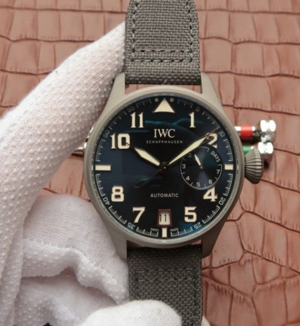 Replica IWC Big Pilot Custom Made Sandblasted SS Case Blue Dial
