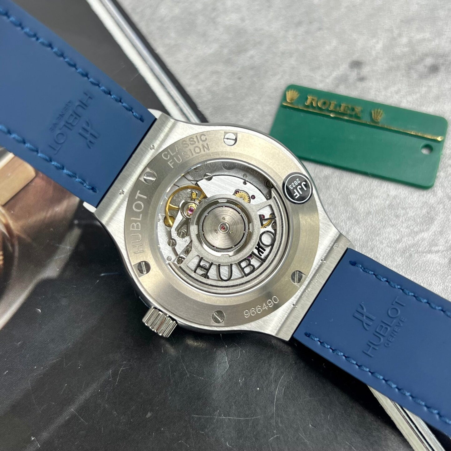 Hublot Classic Fusion Titanium Replica Watch Blue Leather Strap JJF 38mm