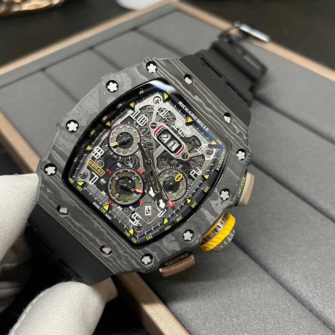 Best Richard Mille RM 11-03 Replica Watch For Men ¨C Swiss Movement, Skeleton Dial, Carbon Fiber Case