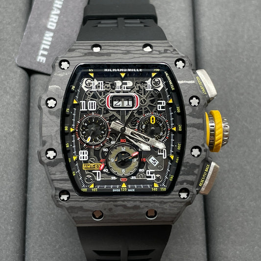 Best Richard Mille RM 11-03 Replica Watch For Men ¨C Swiss Movement, Skeleton Dial, Carbon Fiber Case
